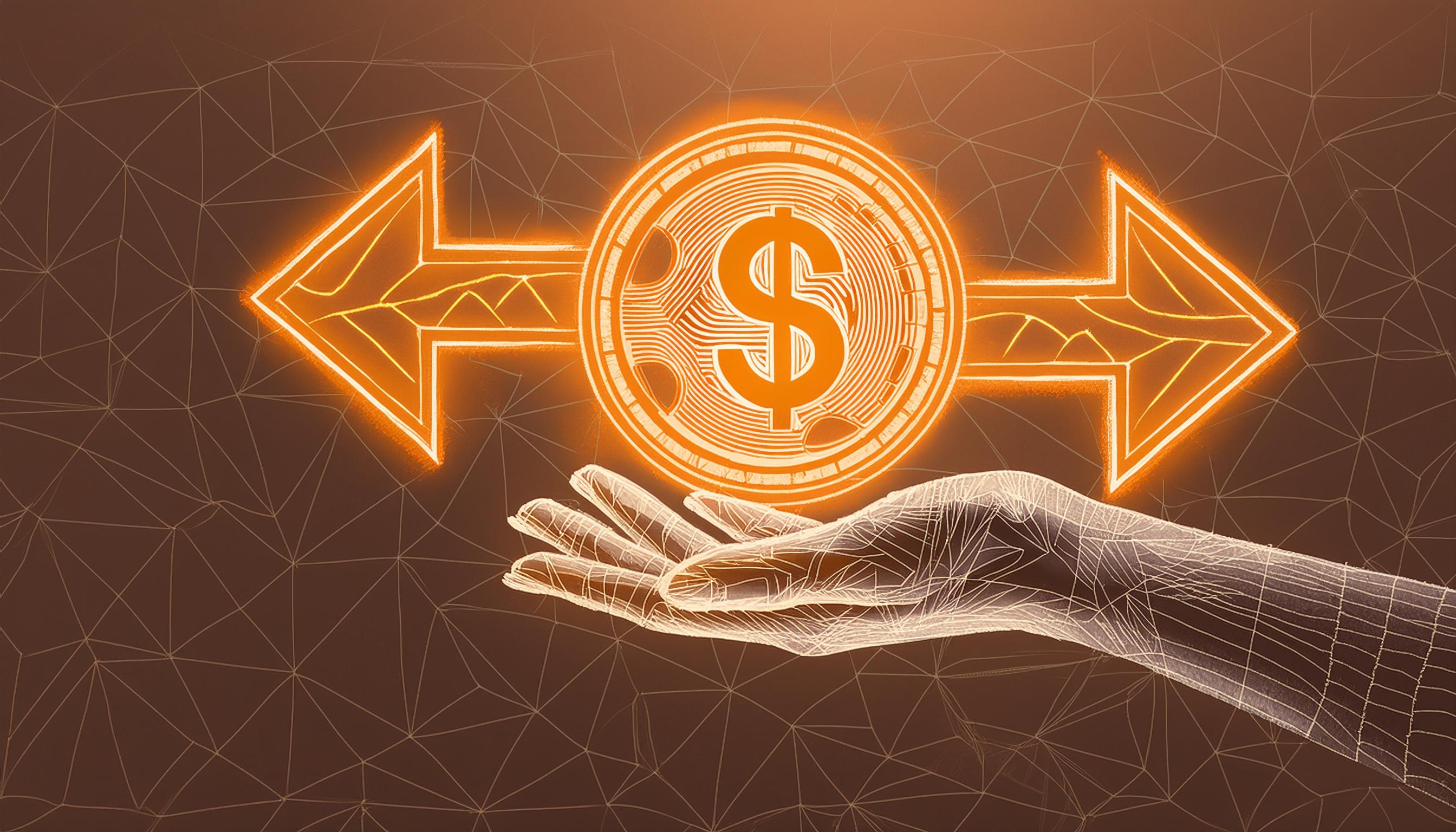 Bank cards, wire icons, and crypto logos